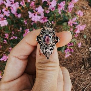 Vintage amethyst filigree sterling silver ring